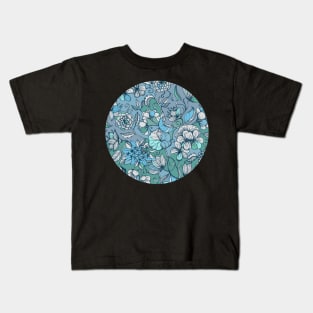 Her Garden in Blue Kids T-Shirt